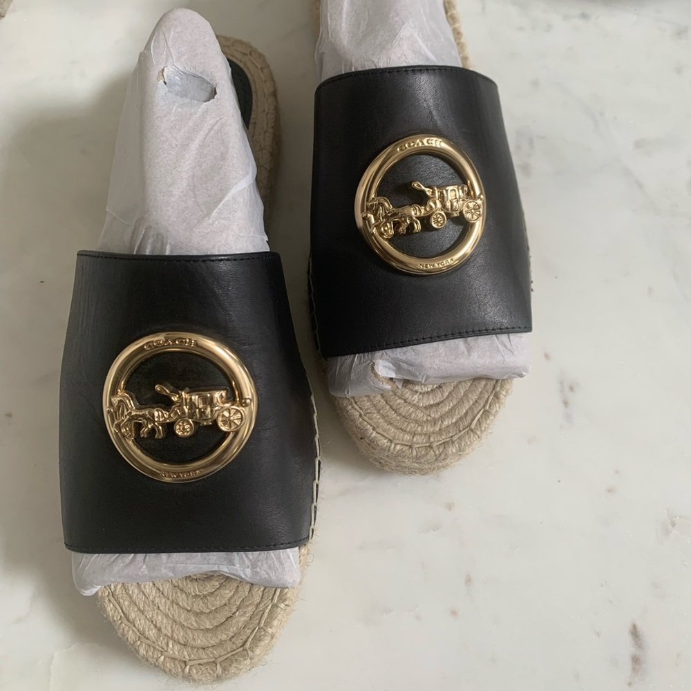 Coach Leather Espadrille Sandals